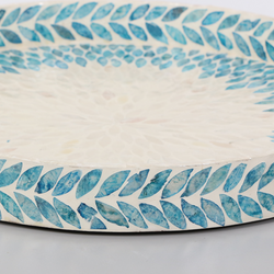 Round Blue Mother Of Pearl Serving Tray