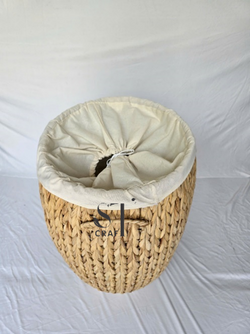 Water Hyacinth Round Laundry Basket with Lid