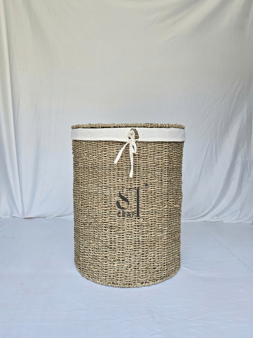 Seagrass Round Laundry Basket with Lid