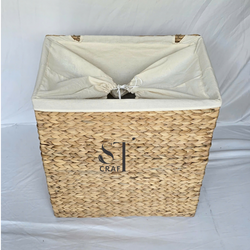 Water Hyacinth Rectangular Laundry Basket with Lid