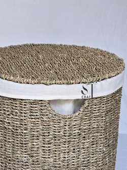 Seagrass Round Laundry Basket with Lid