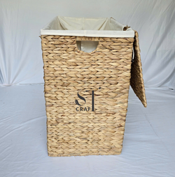 Water Hyacinth Rectangular Laundry Basket with Lid