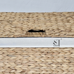 Water Hyacinth Rectangular Laundry Basket with Lid