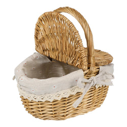 Rattan Picnic Basket with Lid and Handle