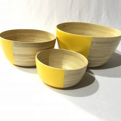 Bamboo salad bowls – Natural and yellow color