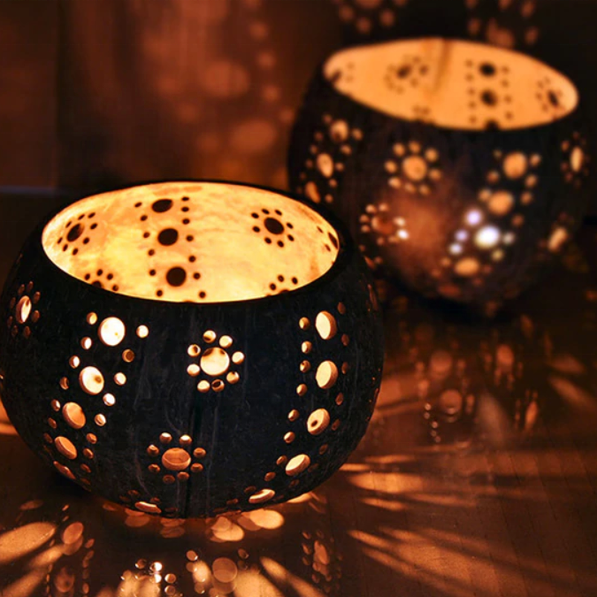Coconut shell bowls – Candle Holders