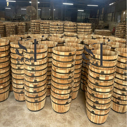 Wood Barrel Planter Pot made in Vietnam