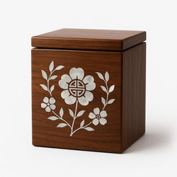 Wood Urn With MOP Inlay