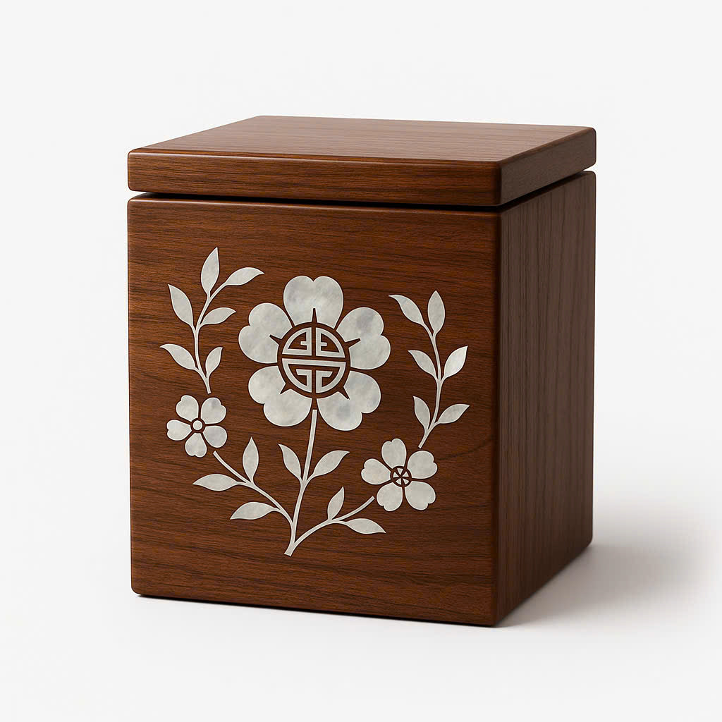 Wood Urn With MOP Inlay