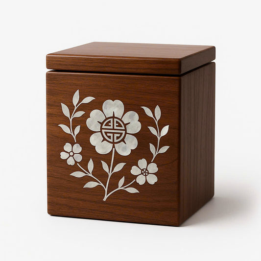 Wood Urn With MOP Inlay