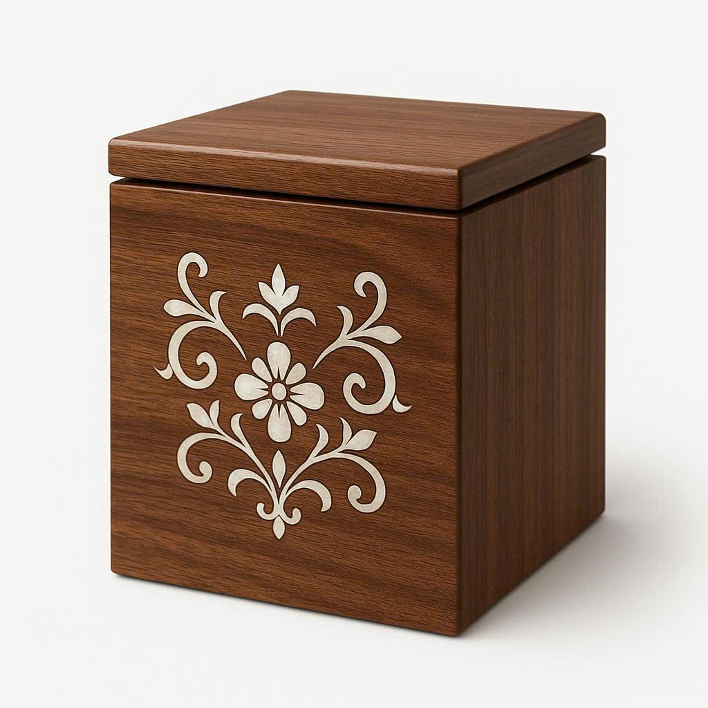Wood MOP Inlay Urn from Artisan Vietnam